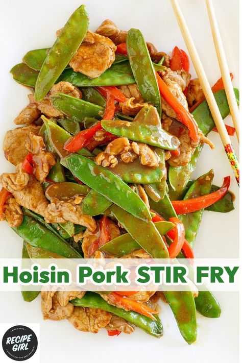 Carrots Recipes, Hoisin Pork, Pork Stir Fry Recipes, Snow Pea, Asian Recipe, Fry Chicken, Pork Stir Fry, Dinner Decor, Stir Fry Recipe