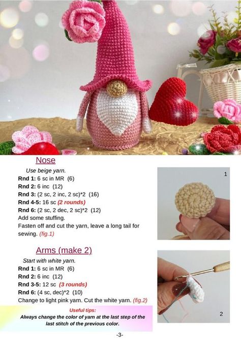 Valentines Gnome Crochet, Crochet Spring Gnome, Gonk Crochet Pattern Free, Free Crochet Gnome Pattern Amigurumi, Amigurumi Gnomes Free Pattern, Printable Gnome Patterns Free, Gnome Patterns Free, Crochet Gnome Free Pattern, Crochet Gnomes Free Pattern