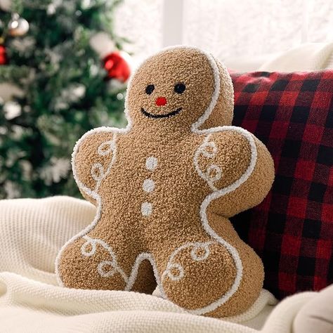 Christmas this season will not get cuter! Check out the Gingerbread man pillow decor! click the link to check it out!! Follow for more inspo this season!! Gingerbread Pillow, Man Pillow, Winter Holiday Decorations, Couch Living Room, Pillow For Couch, Christmas Throw Pillow, Pillow Plush, Christmas Throws, Christmas Gingerbread Men