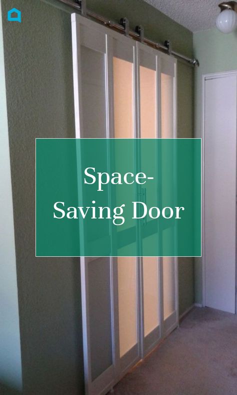 The "smallest room in the house" has that nickname for a reason. The door to mine swung inside to take up all the floor space.   I wasn't sure what I wanted to replace the swinging door with, so I scoured the internet for ideas. I found a set of bi-fold doors on Craigslist that I thought I could work with. My space even on the outside of the doorway was limited.   I wanted to get them to look like they weren't from the 70's. I started by tearing out the louvers, then screwing two panel… Interior Retractable Door, Collapsible Door Small Spaces, Make Shift Door Ideas, According Door Ideas, Large Bedroom Door Ideas, Door Ideas For Large Opening, Walk In Closet Door Alternative, Doors For Awkward Spaces, Temporary Door Ideas Bedroom