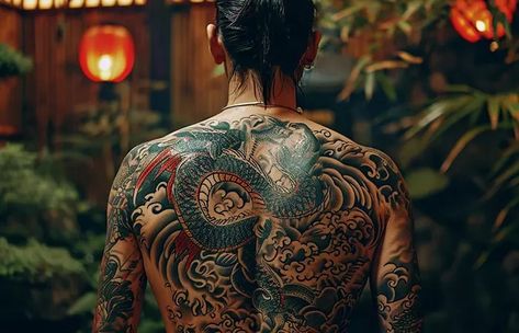 What Are The Rules Of Traditional Japanese Tattoos? Japanese Snake Back Tattoo, Traditional Japanese Back Tattoo, Tradition Tattoo, Dragon Tattoo Back, Electronic Tattoo, Japanese Back Tattoo, Japanese Snake Tattoo, 2025 Goals, Traditional Japanese Tattoo Designs