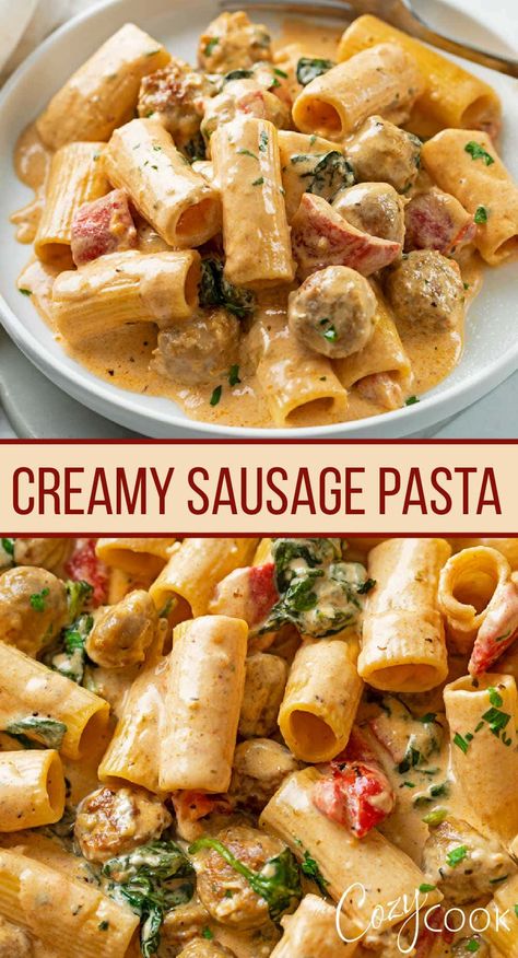 Creamy Sausage Pasta, Italian Sausage Recipes, Sausage Dishes, Pasta Dinners, Pasta Dinner Recipes, Health Dinner, Sausage Pasta, Health Dinner Recipes, Sausage Recipes