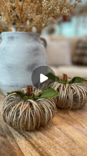 Jodie Kammerer on Instagram: "Comment JUTE for project instructions and links to supplies I used, including jute, cinnamon sticks and neutral twist ties. These are so easy and fun to make! I’m making a whole pumpkin patch of different size jute pumpkins to add to my fall decor! Have fun! 🫶 #falldecor #fallcrafts #easycrafts #pumpkinseason #pumpkincrafts #diypumpkin" String Pumpkins Diy, Diy Twine Pumpkins, Jute Pumpkins Diy, Sock Pumpkins Diy No Sew, Twine Pumpkins Diy, Jute Pumpkins, Yarn Pumpkins Diy, Twine Pumpkins, Whole Pumpkin