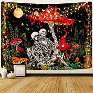 Skull Mushroom, Mushroom Tapestry, Vintage Plants, Skeleton Lovers, Tapestry For Bedroom, Blanket On Wall, Star Tapestry, Moon Tapestry, Moon Garden