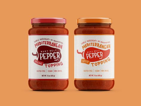 Rust Belt Pepper Co. on Behance Chili Sauce Packaging, Hannah Hart, Jam Packaging, Spices Packaging, Honey Label, Jar Packaging, Rust Belt, Bottle Label Design, Food Branding