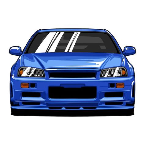 Vector blue sport car front view hand dr... | Premium Vector #Freepik #vector #fast-car #car-speed #car #cars-automotive Car Front View, Vinyl Printer, Gtr R34, Cool Car Drawings, Car Vector, Custom Plates, Car Themes, Plate Number, Sport Car