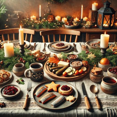 Nordic Christmas Traditions: A Guide to Hygge-Inspired Meals Christmas Hygge Decorating Ideas, Scandinavian Christmas Party, Scandinavian Christmas Traditions, Scandinavian Christmas Food, Hygge Christmas Aesthetic, Nordic Meals, Nordic Dishes, Nordic Christmas Table, Hygge Dinner