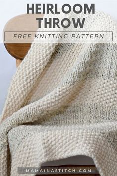 Knit Blanket Pattern, Throw Blanket Pattern, Knitting Patterns Free Blanket, Diy Projektit, Fall Knitting, Super Chunky Yarn, Beginner Knitting Patterns, Knitted Blanket, Knitted Afghans