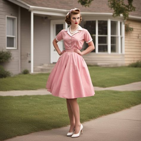 The Stepford Doll 1950s Housewife Costume, Stepford Wife Aesthetic, House Wife Outfits, Stepford Wife Dress, Housewife Outfit, Housewife Costume, 50's Housewife, Stepford Wives, 1970s Aesthetic