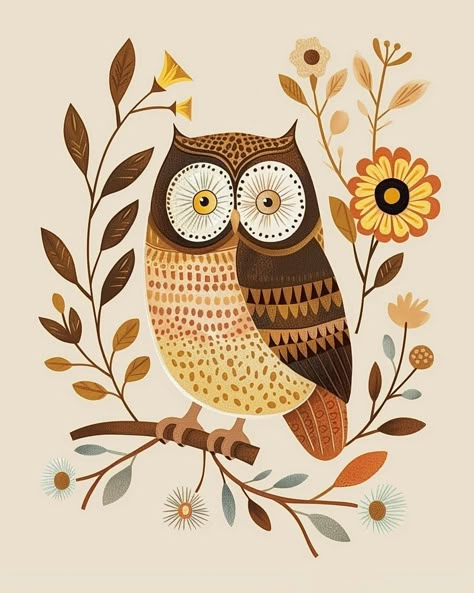 Download free HD stock image of Ai Generated Owl Owl Folk Art, Fall Owl, Owl Posters, Modern Folk Art, Fall Art Projects, Nz Art, Owl Illustration, Owl Cartoon, Bird Motif