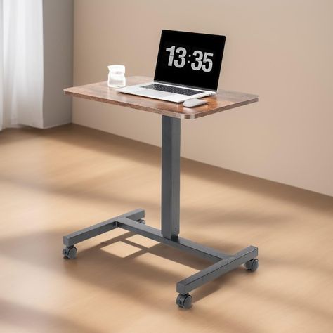 PRICES MAY VARY. 【EASY HEIGHT ADJUSTMENT】: Height adjustable design allows you to find the perfect ergonomic position for your work, whether you're sitting or standing.Just need to press the handle besides table, this standing desk height will move from 30 inches to 45.7 inches by seconds. 【PORTABLE AND VERSATILE】: No need to worry about lack of room space. Convenient wheels make it easy to move this laptop cart from room to room, perfect for use in home offices, study rooms, or even as a portab Portable Work Desk, Moving Desk, Desk Cart, Ergonomic Standing Desk, Table For Office, Workstation Table, Standing Desk Height, Standing Desk Ergonomics, Adjustable Computer Desk