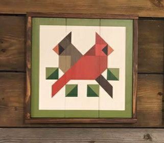 Barn quilt cardinals Bird Barn Quilt Patterns, Cardinal Barn Quilt Pattern, Christmas Barn Quilt Patterns, Barn Quilt Patterns Diy, Cardinal Quilt Block Pattern, Bird Barn Quilt, Chicken Barn Quilt, Cardinal Quilt Block, Cardinal Barn Quilt