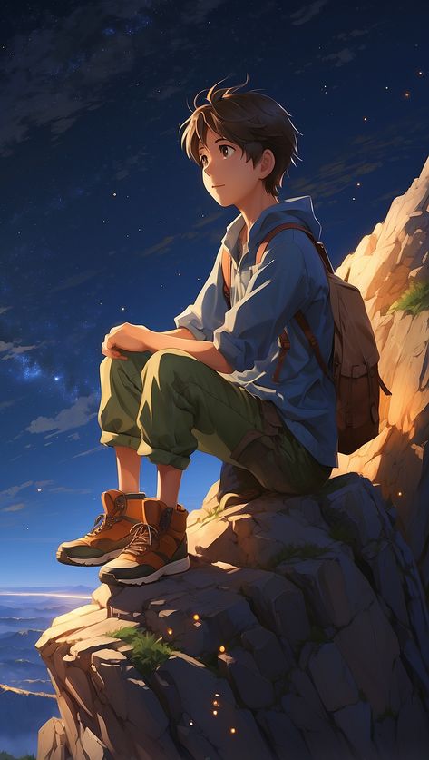 Boy Sitting Drawing, Sitting On Cliff, Sitting On A Cliff, America Wallpaper, Looking At The Stars, Child Drawing, Planet Drawing, Captain America Wallpaper, Joker Poster