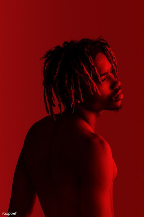 Black man posing by a red background | premium image by rawpixel.com / kwanloy Interesting References, Monochromatic Photoshoot, Colour Gel Photography, Photo Studio Design, Person Silhouette, Man Posing, Shooting Studio, Red Studio, Red Backdrop