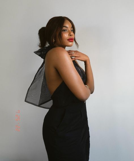 fashion and beauty blogger kaye bassey wearing a black halterneck dress and red lip - red fall 2023 color trend Black Halterneck Dress, Everyday Outfits Winter, Fall Fashion Trends Casual, Italian Summer Outfits, Bright Sweater, Seeing Red, Outfit Inspiration Women, Fall Style Guide, 2023 Color