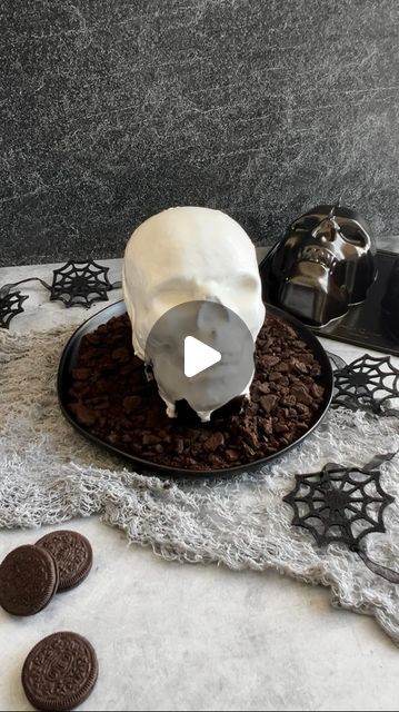 Nordic Ware on Instagram: "Welcome to our October Spooky Skull Series!💀We are bringing you scary good food inspiration for your Halloween festivities featuring our popular skull collection.

Starting it off, we have this Dark Chocolate Cookies and Cream 3D Skull Cake made in our Skull Cake Pan. This dark and delicious cookies and cream cake is an Oreo cookie lover’s DREAM with it’s rich black chocolate base, nostalgic buttercream filling, and milky white glaze that is poured over the top to create an extra spooky centerpiece for your Halloween dessert table! This recipe is so good, it’s SCARY! 👻 Get full recipe on our website, linked in bio! 

#oreo #oreocake #cookiesandcream #3dcake #skullcake #fallbaking #halloween #halloweendessert #spookycake #nordicware" Skull Desserts Halloween, Skull Cake Pan, Halloween Dessert Table, Scary Cakes, Spooky Cake, Skull Collection, Skull Cake, Cookies And Cream Cake, Halloween Dessert