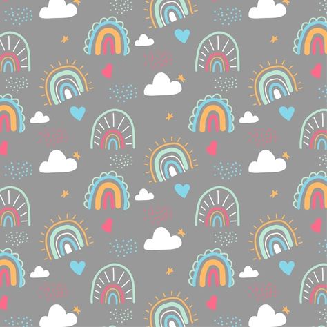 Cute rainbow seamless pattern on grey ba... | Free Vector #Freepik #freevector #background Pastel Rainbow Background, Happy New Year Gift, Cute Rainbow, Kids Room Wallpaper, Rainbow Background, Banner Template Design, Pattern Images, Sale Banner, Kids Room Design