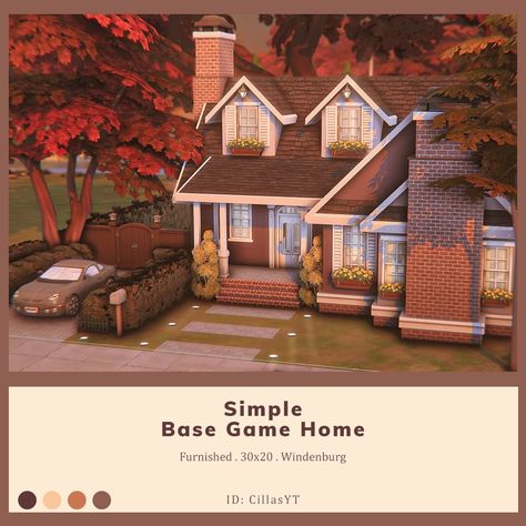 Sims 4 One Level House, Sims 4 Legacy Starter House, Sims 4 Loft House Base Game, Sims 4 Bungalow House, Base Game Home Sims 4, Sims 4 Starter Home Small Houses, Small Base Game House Sims 4, Sims 4 Inspo Base Game, Sims 4 2 Story Houses Layout