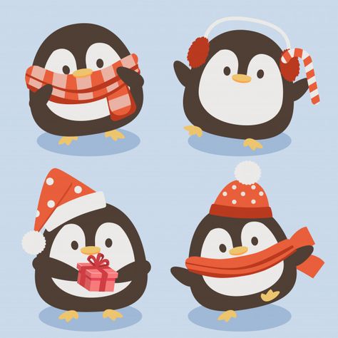 Cute Christmas Penguin Drawing, Winter Gifts Ideas, Christmas Penguin Illustration, Christmas Stickers Cute, Christmas Cute Drawing, Christmas Drawings Cute, Christmas Cute Illustration, Christmas Theme Drawing, Noel Cute