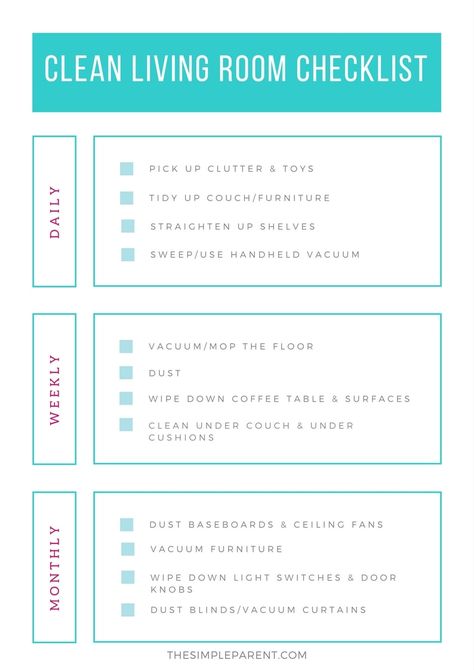 Dining Room Cleaning Checklist, Kitchen Cleaning List, Christmas Cleaning Checklist, Kids Cleaning Checklist, Living Room Cleaning Checklist, Room Cleaning Checklist, How To Deep Clean Your House, Living Room Checklist, Cleaning Lists