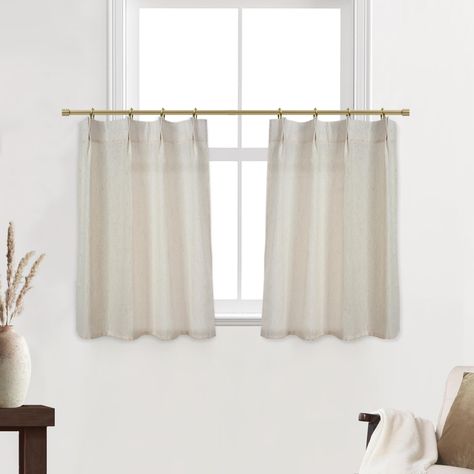 PRICES MAY VARY. Pinch Pleated Design: The LINO ROSA small curtains feature pinch pleat hanging top for a sophisticated and tailored look elevating your living room,kitchen and bathroom. Linen Cotton Blend Fabric: The LINO ROSA small curtains are crafted from premium linen cotton polyester blend fabrics.Soft touch like real linen but still durable and wrinkle free.Decorative for modern farmhouse cottage core/boho chic/earthy neutral/rustic country room decor. 3-Way Easy Sliding Hanging Options: Curtains In Kitchen, Curtains For Kitchen Window, Bathroom Curtains Window, Country Farmhouse Bathroom, Linen Cafe Curtains, Window Cafe, Country Room, Primitive Curtains, Cafe Curtains Kitchen