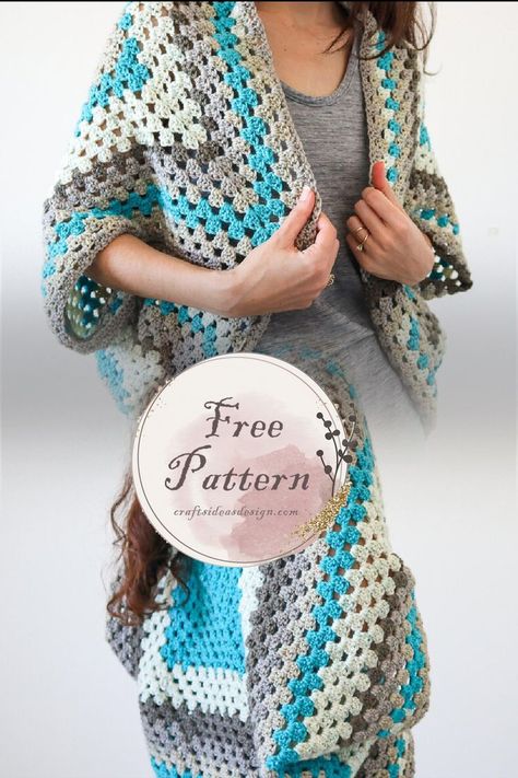 Granny Square Shrug – Free Pattern #crochet #freepattern #crochetamd #crochetpattern Crochet A Shrug, Granny Square Shrug, Granny Square Pattern, Crochet Shrug Pattern, Free Pattern Crochet, Shrug Pattern, Crochet Shrug, Crochet Granny Square, Learn How To Crochet