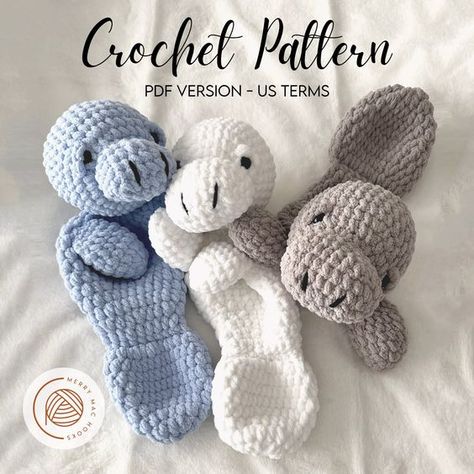 Crochet plushies Crochet Plush Accessories, Manatee Amigurumi Pattern Free, Crochet Manatee Pattern, Baby Snuggler Pattern Crochet, Free Small Amigurumi Patterns, Manatee Crochet Pattern Free, Beginner Crochet Plushies, Free Crochet Snuggler Pattern, Crochet Patterns Green