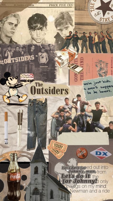 The Outsiders #theoutsiders #books #movies #popular #vintage #outsiders #sehinton #dallaswinston #johnnycade #ponyboycurtis #sodapopcurtis #darrycurtis #steverandle #twobitmathews #fyp The Outsiders Collage, The Outsiders Color Palette, Sodapop Curtis Aesthetic Wallpaper, Outsiders Aesthetic Wallpaper, Socs The Outsiders Outfits, The Outsiders Aesthetic Wallpaper, The Outsiders Movie Poster, The Outsiders Wallpaper, The Outsiders Aesthetic