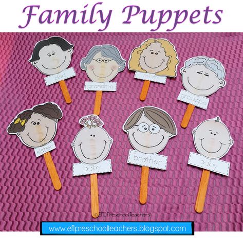 Family Puppets, Family Crafts Preschool, Preschool Family Theme, Aktiviti Tadika, Keluarga Saya, Family Activities Preschool, Preschool Family, All About Me Preschool, Stick Family