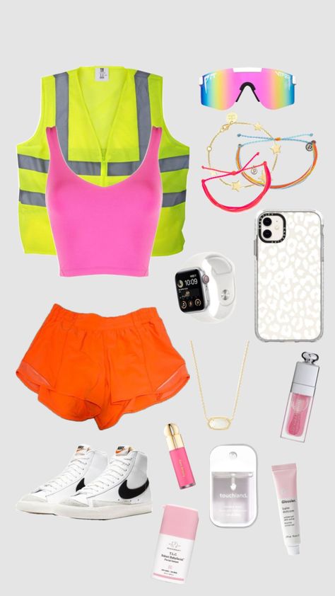 Halloween costume? •|-|• or •|-|• Neon day at school? Neon Day At School Outfits, Neon Inspired Outfits, Neon Robbers Halloween Costume, Halloween Costume Shuffles, Halloween Costumes Shuffles, Neon Game Day Outfits, Construction Workers Halloween Costumes, Neon Construction Worker Costume, Neon Day At School