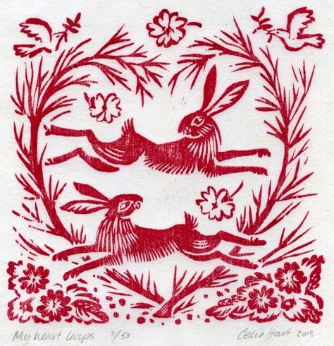 Two Rabbits, Lapin Art, Lino Art, Rabbit Tattoos, Linocut Art, Rabbit Art, Bunny Art, Year Of The Rabbit, Lino Print