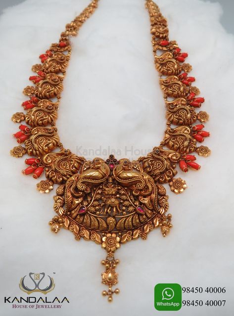 Kasumalai Designs, Jewellery Images, Heavy Jewellery, Daily Wear Earrings, Coral Collection, Coral Jewellery, 4 Necklace, Coral Jewelry Set, Temple Jewelry Necklace