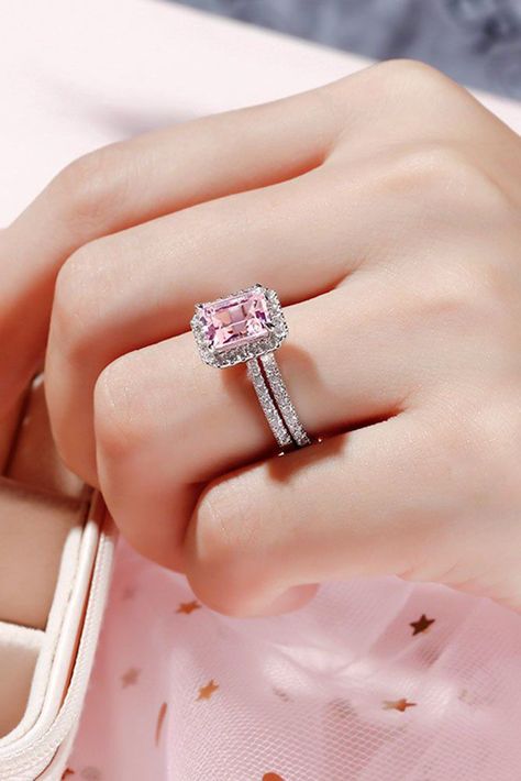 Pink Diamond Engagement Ring Oval, Pink Wedding Rings Diamond, Diamond Rings Emerald Cut, Engagement Rings Pink Diamond, Rings Pink Diamond, Engagement Rings Pink, Pink Wedding Ring, Pink Diamond Wedding Rings, Pink Diamond Rings