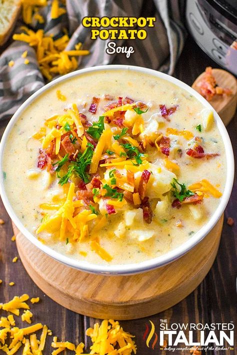 Holidays - The Slow Roasted Italian Slow Cooker Baked Potato Soup, Fully Loaded Baked Potato, Slow Cooker Potato, Creamy Soups, Slow Roasted Italian, Slow Cooker Potato Soup, Slow Cooker Baking, Slow Cooker Potatoes, Potato Soup Crock Pot