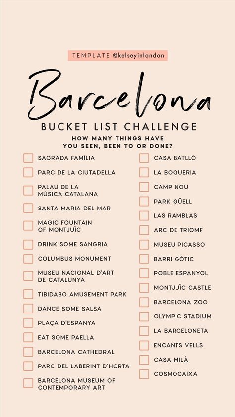 Top things to do in Barcelona - Kelsey in London Barcelona Bucket List, Things To Do In Barcelona, To Do In Barcelona, List Challenges, The Bucket List, Travel Wishlist, Voyage Europe, Barcelona Travel, Travel Checklist