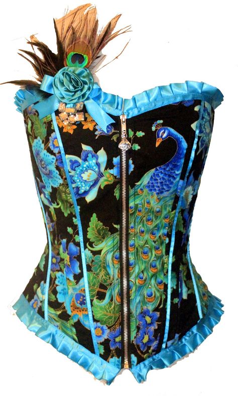 royal peacock | Kawaii Parlor Royal Peacock Corset                                                                                                                                                      More Peacock Accessories, Royal Peacock, Peacock Gifts, Hair Brooch, Peacock Theme, Peacock Colors, Peacock Dress, Corset Fashion, Peacock Wedding