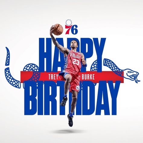 Philadelphia 76ers on Instagram: “double tap to wish @treyburke a happy birthday! 🎉” Happy Birthday Graphic, Trey Burke, Birthday Graphic, Sports Design Ideas, Basketball Birthday, Sports Design Inspiration, Sport Poster Design, Sports Flyer, Sports Graphics