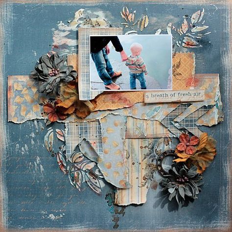 Elena Olinevich's Gallery: SEptember Inspiration **Maja Design** Mixed Media Layout, Blue Fern Studios, Blue Fern, Scrapbook Page Layouts, Layout Inspiration, Scrapbook Inspiration, Scrapbooking Layouts, Scrapbook Pages, Making Ideas