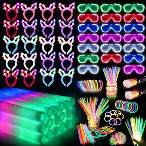 11 Fun Hora Loca Wedding Ideas [Crazy Hour Party] - Wedding Hacked Neon Lights Party, Foam Glow Sticks, Neon Party Supplies, Led Glasses, Glow Stick Party, Neon Birthday Party, Glow Party Supplies, Glow In The Dark Party, Diy Glow