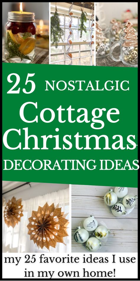 Take a look at my favorite ways to decorate in vintage Christmas style! These are simple Christmas decorating ideas and DIYs that create a cozy Christmas aesthetic. Updated vintage styles that lean toward modern rustic and cottagecore Christmas decor, with a touch of nostalgia! Easy and cheap Christmas crafts that are simple to pull together with common household materials! Old Fashioned Christmas Decor, Cottagecore Christmas Decor, Cottage Christmas Decorating, Cozy Rustic Farmhouse, Rustic Christmas Diy, Cozy Christmas Aesthetic, Christmas Diy Projects, Cheap Christmas Crafts, Cottagecore Christmas