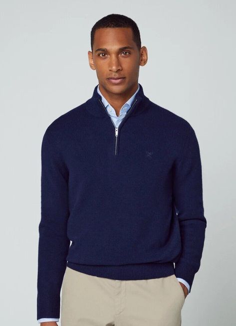 Skin Details, Contrasting Colours, Lambswool Sweater, Hackett London, Trendy Sweaters, Business Shoes, Savile Row, Modern Gentleman, Half Zip Sweaters