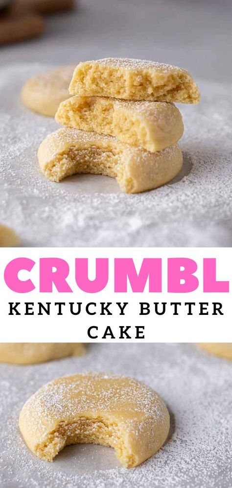 These CRUMBL Kentucky butter cake cookies are inspired from the original Kentucky butter cake bundt cake but made in cookie form. They are soft, tender, and melt in your mouth and taste just like the real thing. They start with an easy butter cookie recipe then are topped with a smooth butter sauce and a sprinkle of powdered sugar to finish them off. #kentuckybuttercake #kentuckybuttercakecookies #CURMBLcookies #crumblcopycatcookies #easybuttercookies #Kentuckybuttercake Kentucky Butter Cake Cookies, Butter Cake Cookies, Crumble Cookie Recipe, Kentucky Butter Cake, Cake Mug, Gourmet Cookies, Butter Cookies Recipe, Lost 100 Pounds, Butter Cake