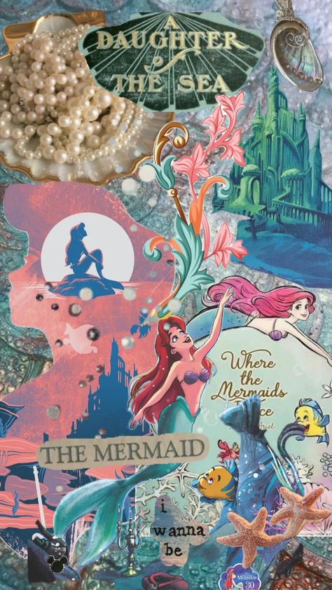 Disney Wallpaper Ariel, Disney Aesthetic Wallpaper Iphone, Disney Wallpaper For Ipad, Ariel Collage, The Little Mermaid Wallpaper, Little Mermaid Aesthetic, Ariel Wallpaper, Little Mermaid Wallpaper, Mermaid Wallpaper