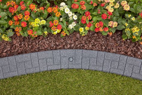 Edging For Flower Beds, Brick Garden Edging, Rock Border, Front Yards Curb Appeal, Landscape Borders, Fake Rock, Brick Garden, Landscape Edging, Home Landscaping