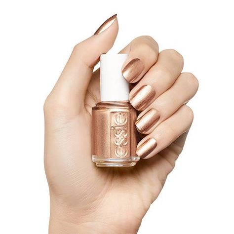 Metallic Gold Nail Polish, Essie Penny Talk, Metallic Gold Nails, Essie Nail Polish Colors, Rose Gold Nail Polish, Essie Nail Colors, Metallic Nail Polish, Gold Nail Polish, Vegan Nail Polish