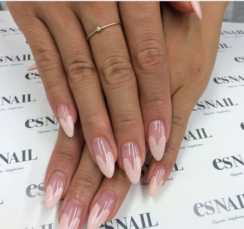 Heart Tip Nails, Es Nails, Almond Acrylic Nails, Tip Nails, Heart Nails, Nail It, Dream Nails, Chic Nails, Manicure E Pedicure