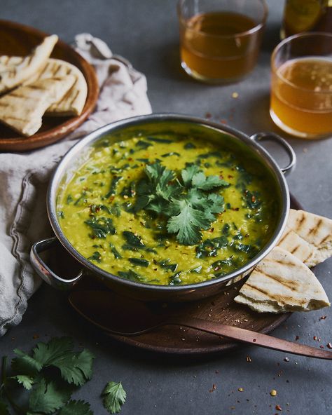 Dal Palak | Indian Lentil and Spinach Stew | Good Eatings Spinach Dal Recipe, Palak Dal, Spinach Stew, Spinach Dal, Dahl Recipe, Indian Lentils, Malabar Spinach, Lentil Dahl, Vegetarian Mains