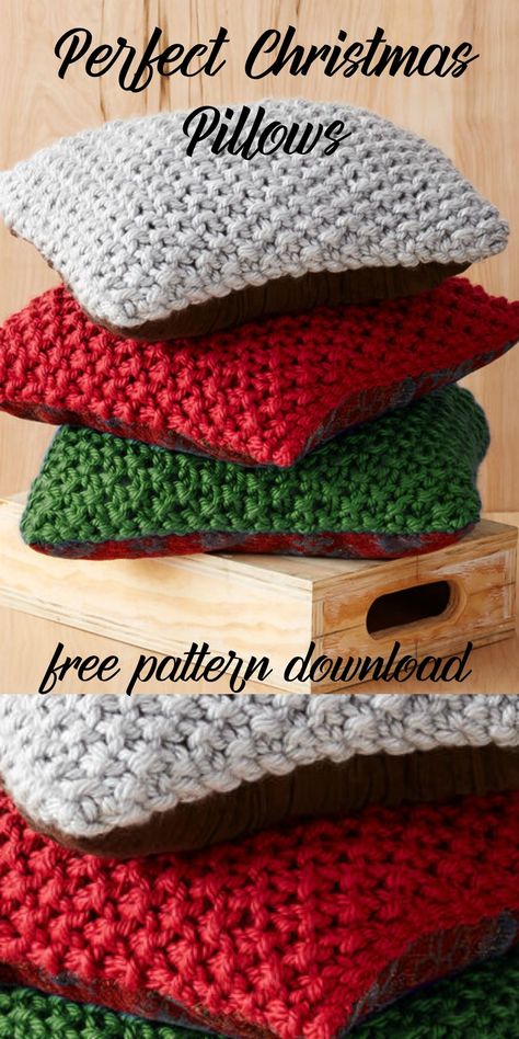 Christmas Cushion Patterns, Knit Christmas Pillows, Free Crochet Patterns For Christmas Pillows, Crocheted Christmas Pillows, Crocheted Pillows Free Patterns, Crocheted Christmas Pillow Patterns, Christmas Crochet Pillow Cover, Snowflake Pillow Crochet Pattern Free, Crochet Christmas Cushion