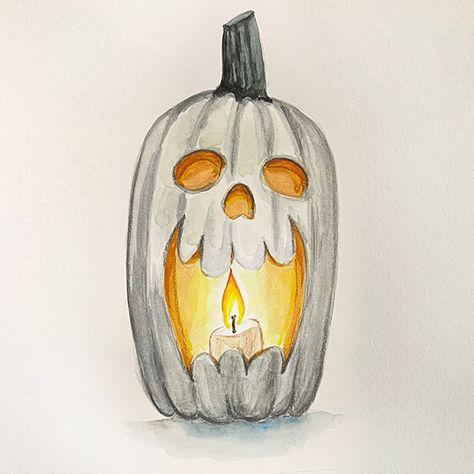 Spooky Lantern Drawing, Scary Pumpkin Drawing, 2022 Inktober, Jack O Lantern Drawing, Spooky Illustration, Spooky Halloween Candles, Lantern Drawing, Candle Drawing, Pumpkin Drawing