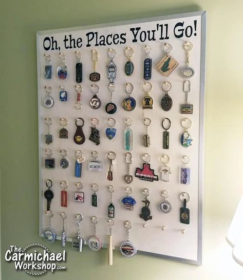 Display Keychains, Diy Keychain Holder, Diy Keychain Display, Keychain Collection Display, Keychain Organizer, Souvenir Display, X Carve, Diy Storage Rack, Keychain Collection